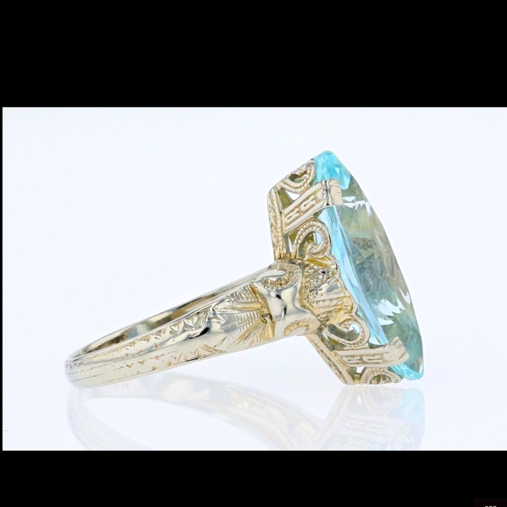 18k ART DECO FILIGREE SETTING WITH A 2.5ct NATURAL AQUAMARINE 💧 - Picture 2 of 6